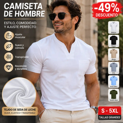 💪-49% de descuento【S-5XL】👔 Camiseta de hombre de tallas grandes, con diseño de hombros estructurados, aspecto musculoso, corte ajustado y tejido elástico y cómodo.