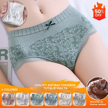 🎁✨【Compra 4, llévate 4 gratis】Ropa interior de cintura alta antibacteriana y absorbente de humedad para mujer