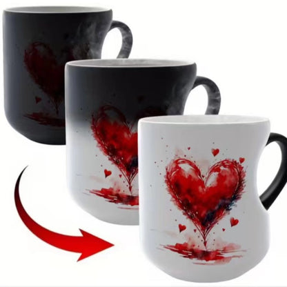 📢📢50% popusta - Valentinova keramička šalica s ručkom u obliku srca koja mijenja boju 💝✨