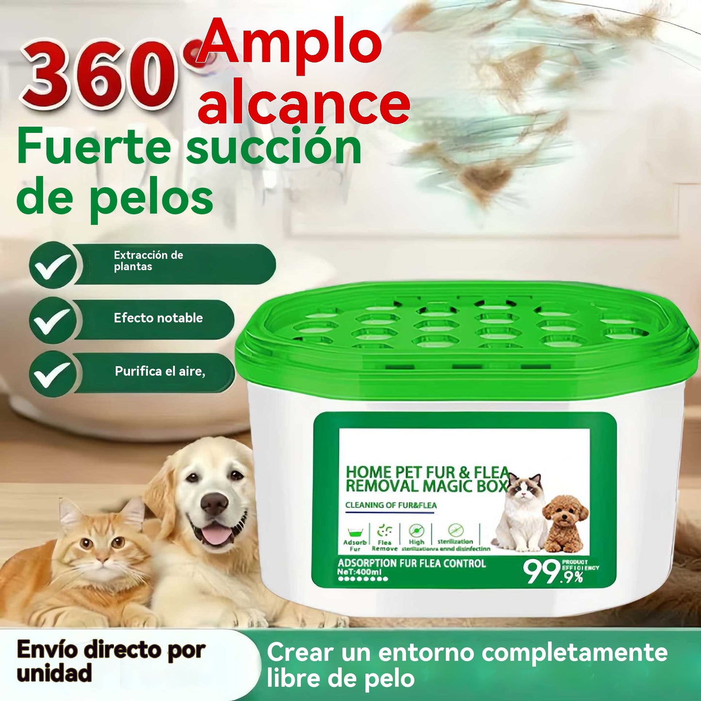 🔥【¡Compra 1 y llévate 1 gratis!】- Caja mágica para eliminar el pelo y el olor de mascotas en el hogar