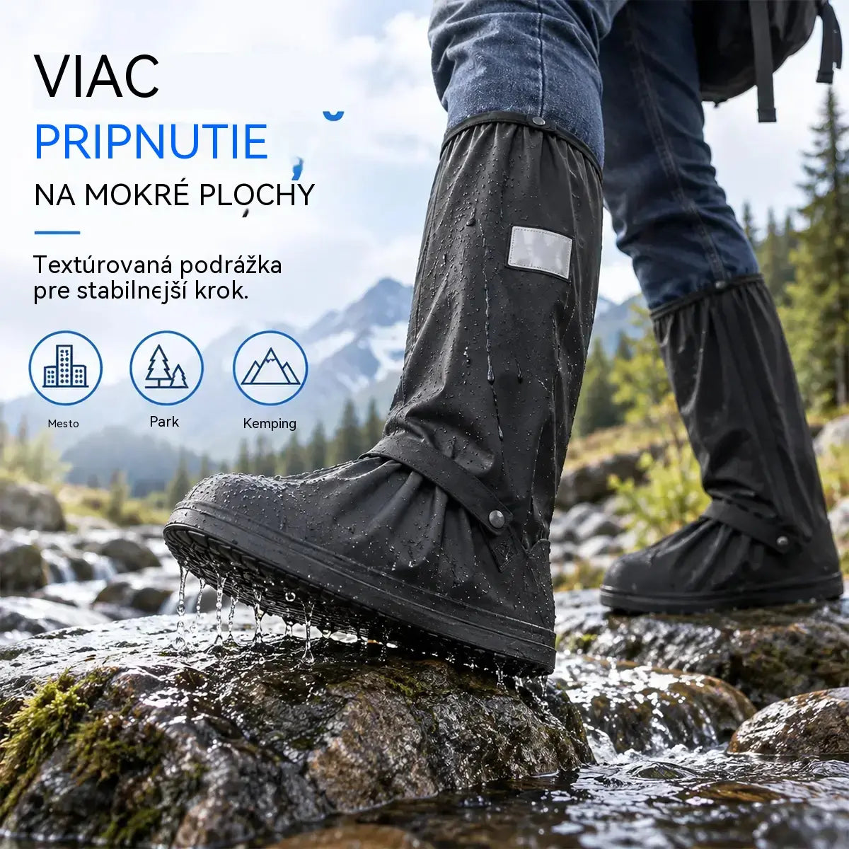 【1 pár】 Zabráňte namočeniu tenisiek! Odolné nepremokavé návleky na topánky: protišmykové a skladacie - ľahko sa nosí v taške 🌧️