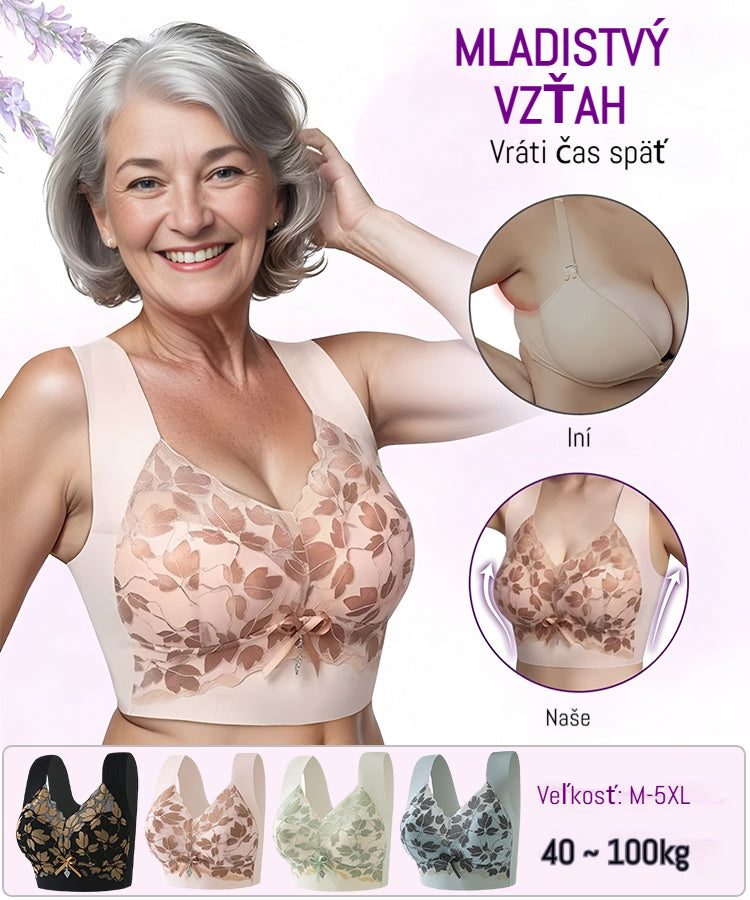 【40-100 kg】💖 Čipková podprsenka pre veľké prsia – Spevňuje, nadvihuje a odľahčuje ramenámC