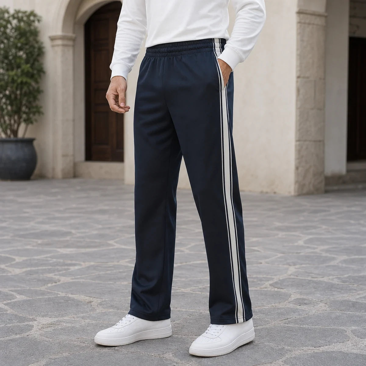 【S-3XL】Pantalón Deporte Hombre Verano 🏃‍♂️ Recto y Holgado, Diseño con Franjas, Estilo Casual