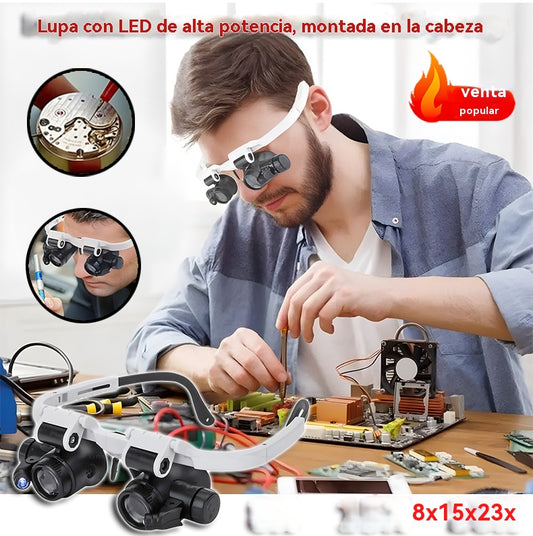 🔍Lupas oculares de 8x, 15x y 23x con luz LED. Ideales para herramientas mecánicas, reparación de relojes, grabado y tasación de joyas antiguas.