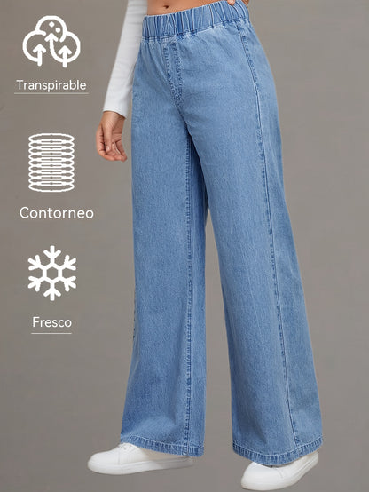 🔥【S-2XL】Novedad 2026: Pantalones vaqueros de mujer versátiles, informales, elásticos, de pierna ancha y corte recto