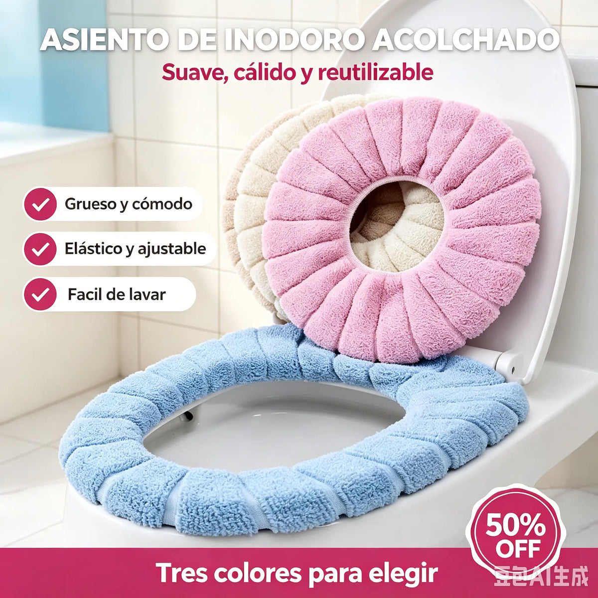 【2 piezas 26 euros】Asiento de inodoro universal cálido para invierno