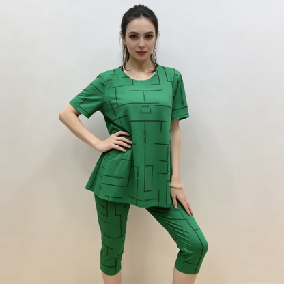 【Top + Pantalón】Conjunto casual de dos piezas para mujer - Manga corta, nueva moda 2026, estilo elegante y cómodo