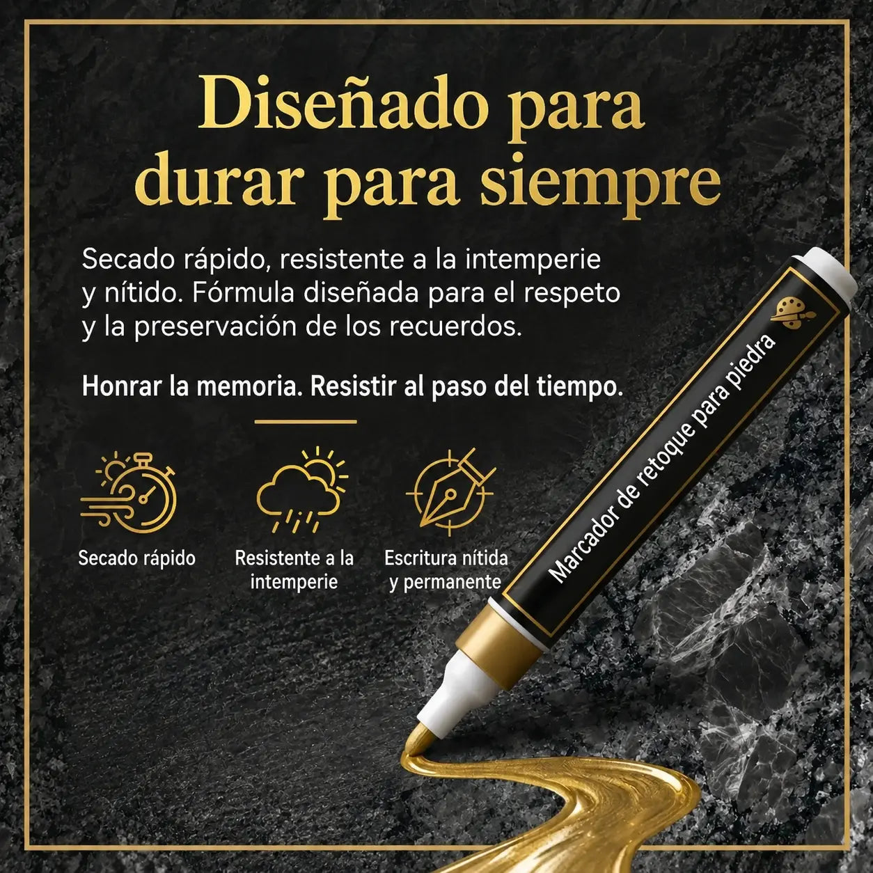 【Compra uno y llévate otro gratis】🖍️ Bolígrafo resistente al agua y a la decoloración para reparar y repintar inscripciones en losas de piedra.