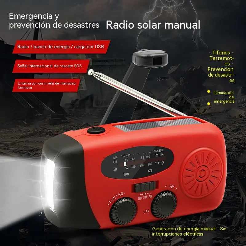 Radio de emergencia solar portátil multifuncional