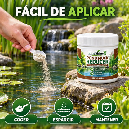 Polvo para clarificar el agua de estanques de jardín y piscinas.