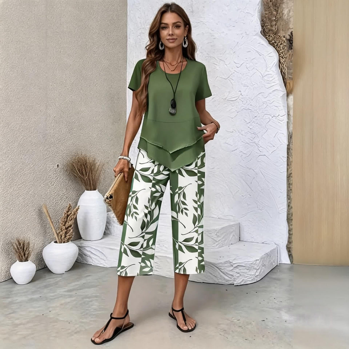 🔥🎉【S-5XL】VERDALISSE | Conjunto Fresco Brisa de 2 Piezas | Set de Verano Ligero y Elegante Multicolor