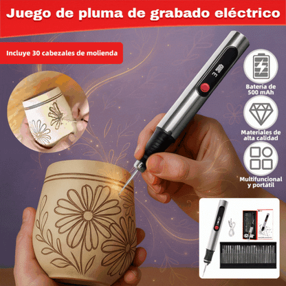 🏆🏆Pluma de grabado multifuncional recargable de iones de litio de larga duración para decoración de uñas y pulido eléctrico