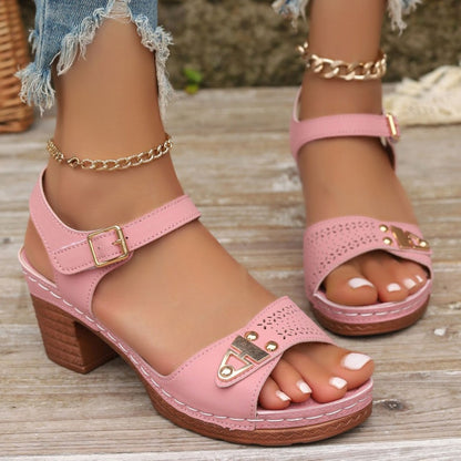 🔥【Reduceri de vară la produse noi】👠Sandale de damă cu toc înalt, stil nou 2025, confortabile, din piele naturală 