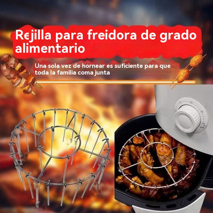 【💥Acero Inoxidable 304】🍢🍖🍗Parrilla con 24 brochetas, apta para freidoras de aire y hornos