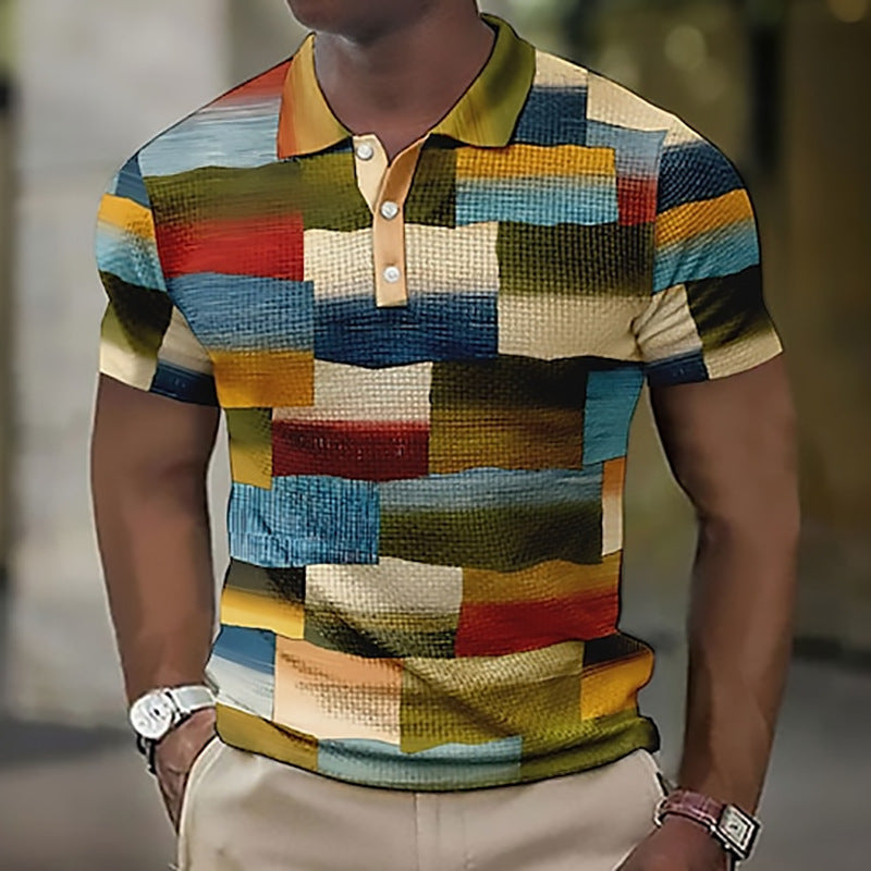 💥👕【Novedades en oferta】【S-5XL】Camisa polo casual para hombre con estampado geométrico 2026