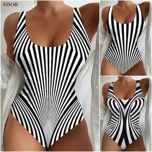 🥰【Último día - 50% de descuento】🔥【S~8XL】Bañador de una pieza a rayas exclusivo