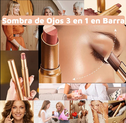 Compra 2 y recibe 2 gratis【4 PCS】✨ Sombra de Ojos 3 en 1 en Barra – Brillo Instantáneo, Efecto Lifting y Larga Duración 💄