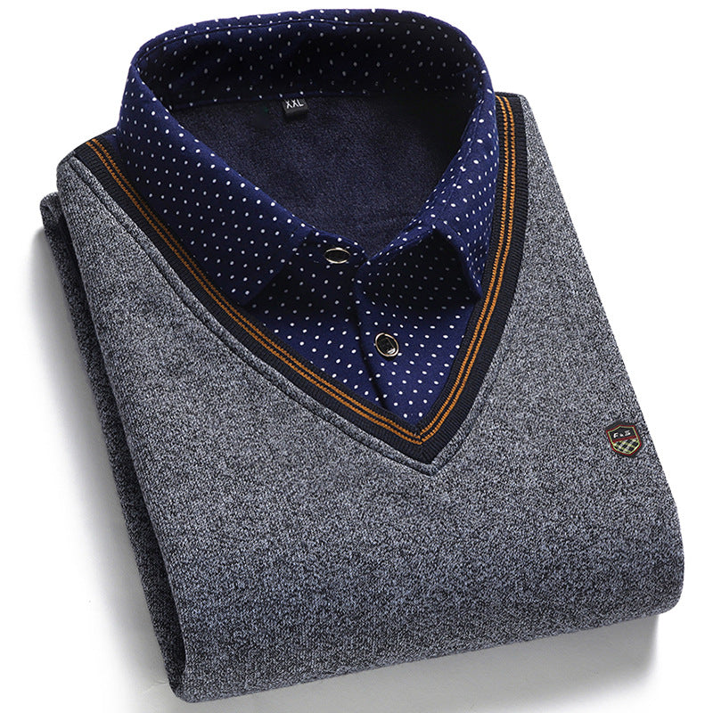 👔 [M-4XL] Camisa de punto para hombre más terciopelo para espesar y mantener el calor