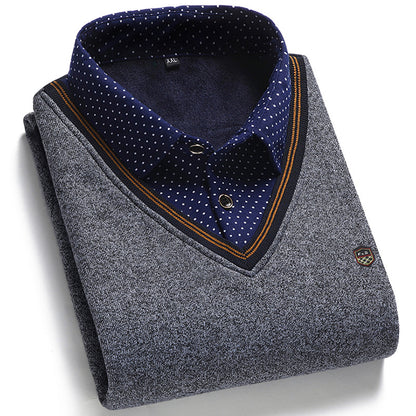 👔 [M-4XL] Camisa de punto para hombre más terciopelo para espesar y mantener el calor