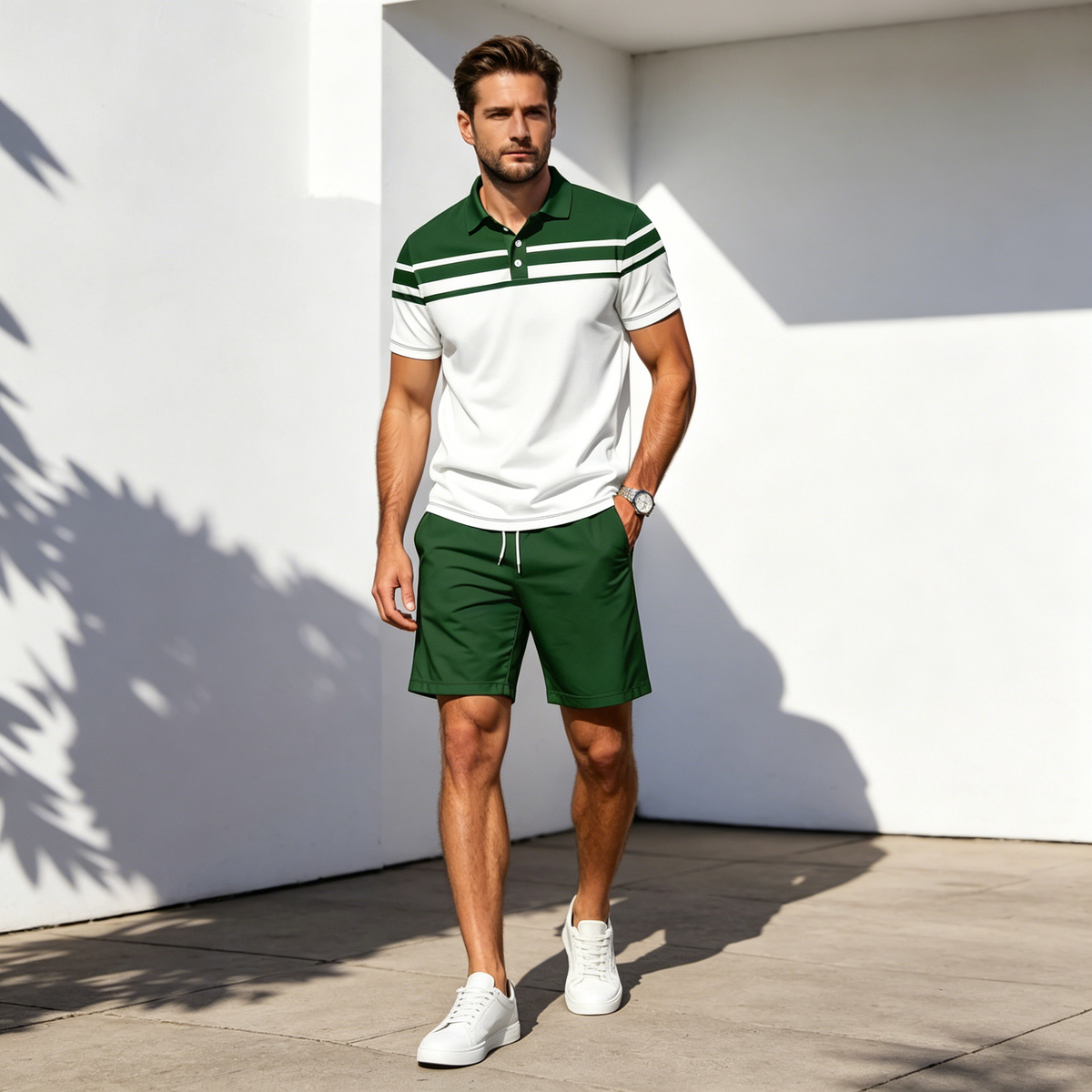 🔥👌【Pago contra entrega✅】【S-5XL】Traje deportivo de verano de dos piezas para hombre: adecuado para uso diario y ropa informal para estar en casa.