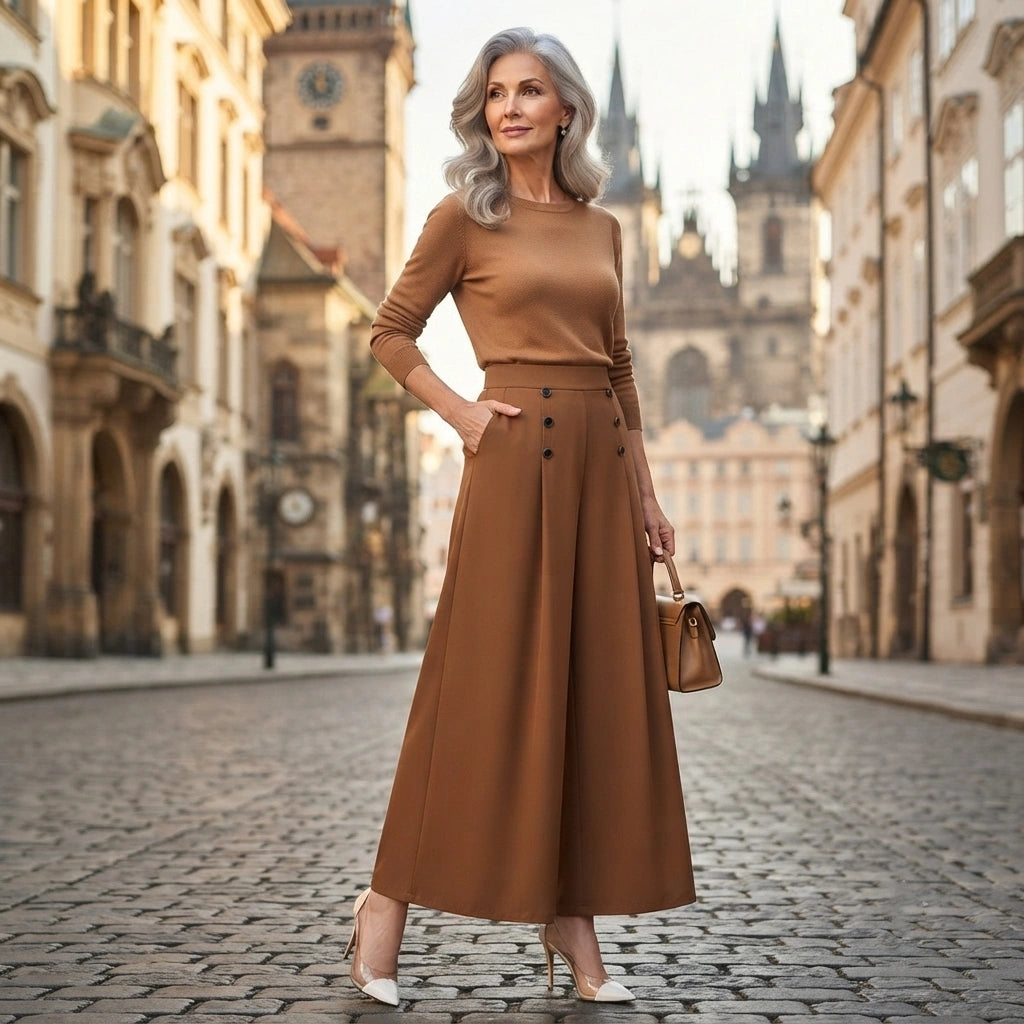 🔥【M-5XL】Elegantné dámske skladané nohavice s vysokým pásom a širokými nohavicami, voľný strih, lichotiace postave, priedušné a pohodlné v lete.