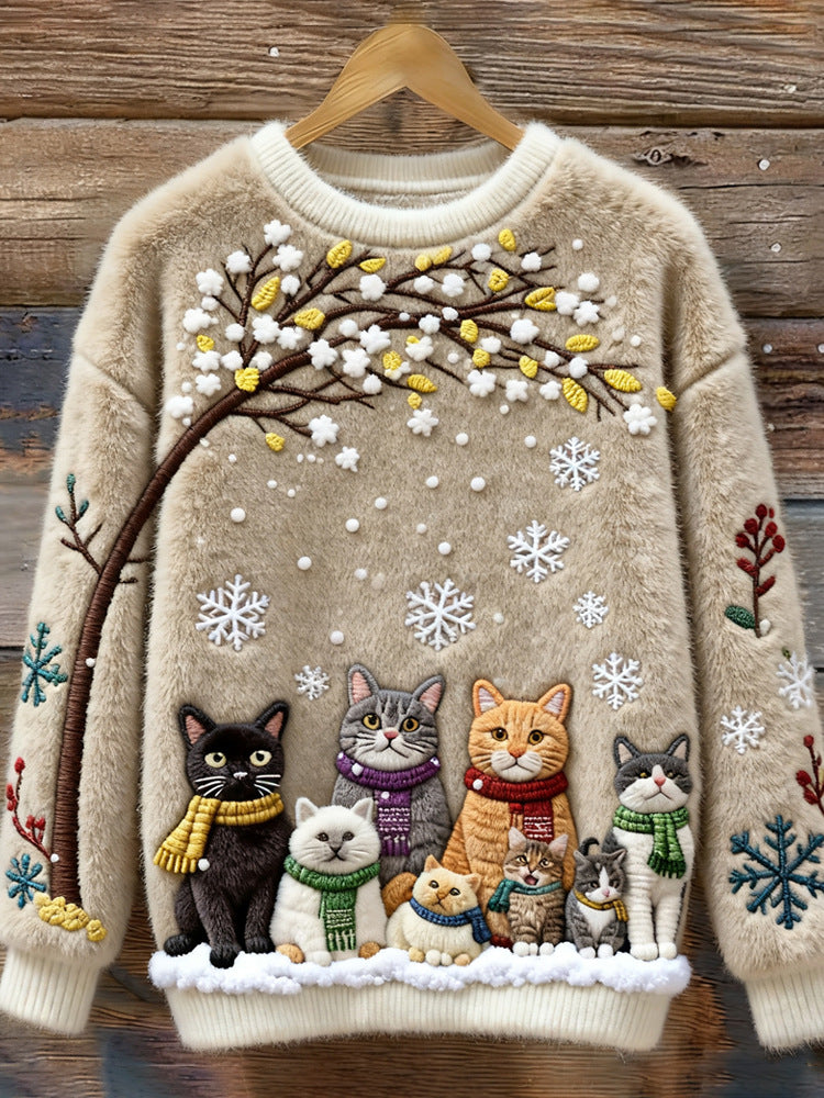 🎄❄️【Akcia -50%】Dámsky flanelový vianočný sveter s krásnymi potlačami