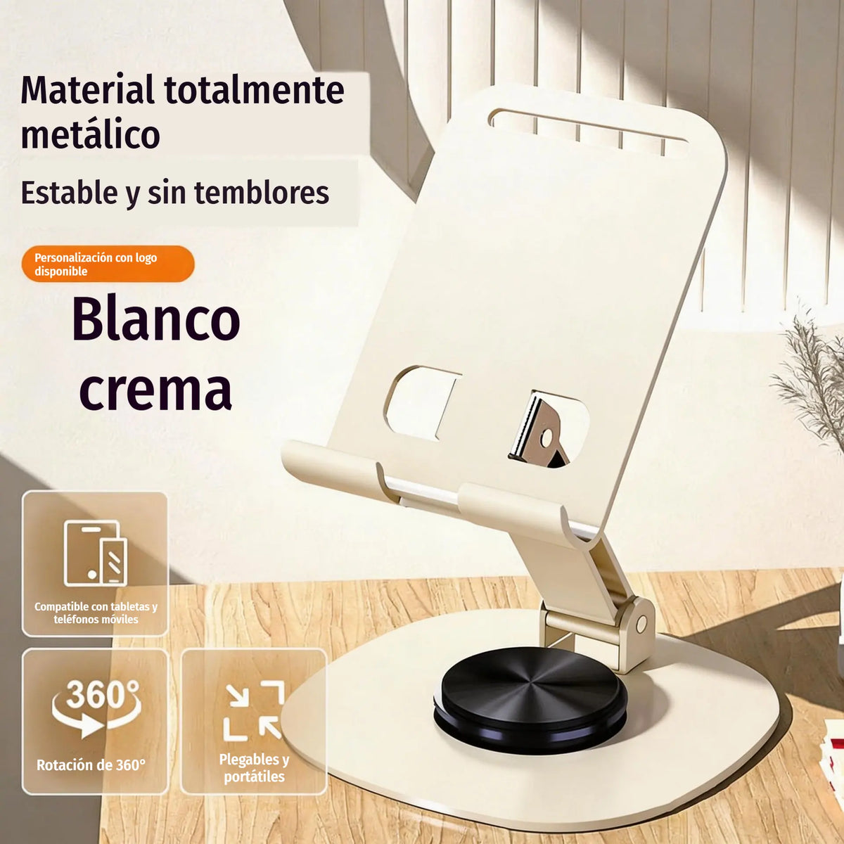 📢📢 50 % de descuento ✨ Soporte premium para teléfono móvil, totalmente metálico – base de escritorio con rotación de 360°