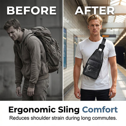 💯🎁Bolso bandolera retro impermeable de piel sintética para hombre.