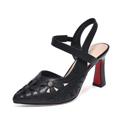 👡【35-41】Pohodlné jednofarebné vysoké podpätky so špicatou špičkou 3910593