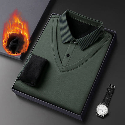 🔥👔 2025 podzim/zima novinka: Pánská zateplená multifunkční business casual polo košile