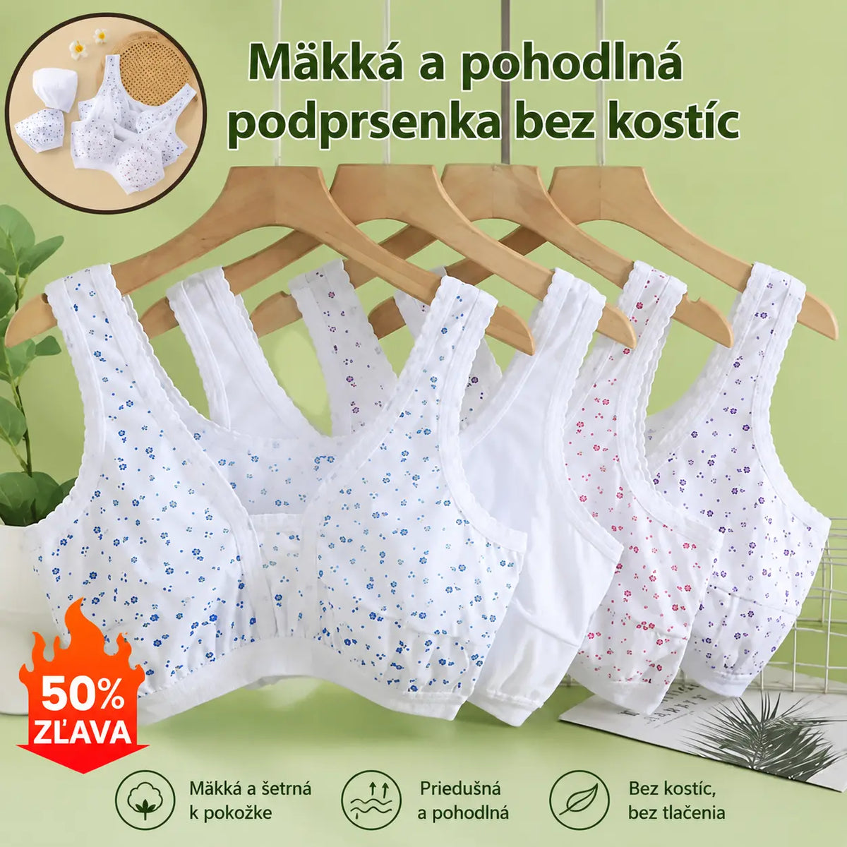 🎽Štvordielna súprava spodnej bielizne z čistej bavlny, pohodlná a priedušná – vhodná pre ženy stredného a staršieho veku, väčšie veľkosti.
