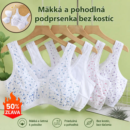 🎽Štvordielna súprava spodnej bielizne z čistej bavlny, pohodlná a priedušná – vhodná pre ženy stredného a staršieho veku, väčšie veľkosti.
