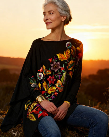 🌷🌸【S-5XL】2025 nuevo otoño e invierno mujeres top estampado retro tops sueltos.🌞