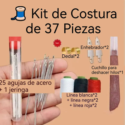 🧵 Kit de Costura de 37 Piezas – ¡Todo lo Necesario para Reparar y Crear!