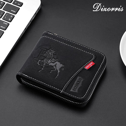 🐎【horóscopo chino:¡Feliz año del caballo】Nueva y elegante cartera corta con cremallera de estilo retro para hombre