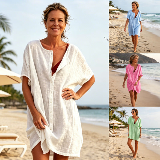 ❤️🧡💛💚💙💜【Rozmiar S-8XL】Nowe damskie swobodne długie koszule kolorowe ✅ Jednolite kolory i prosty krój ✅ Wygodne i przewiewne