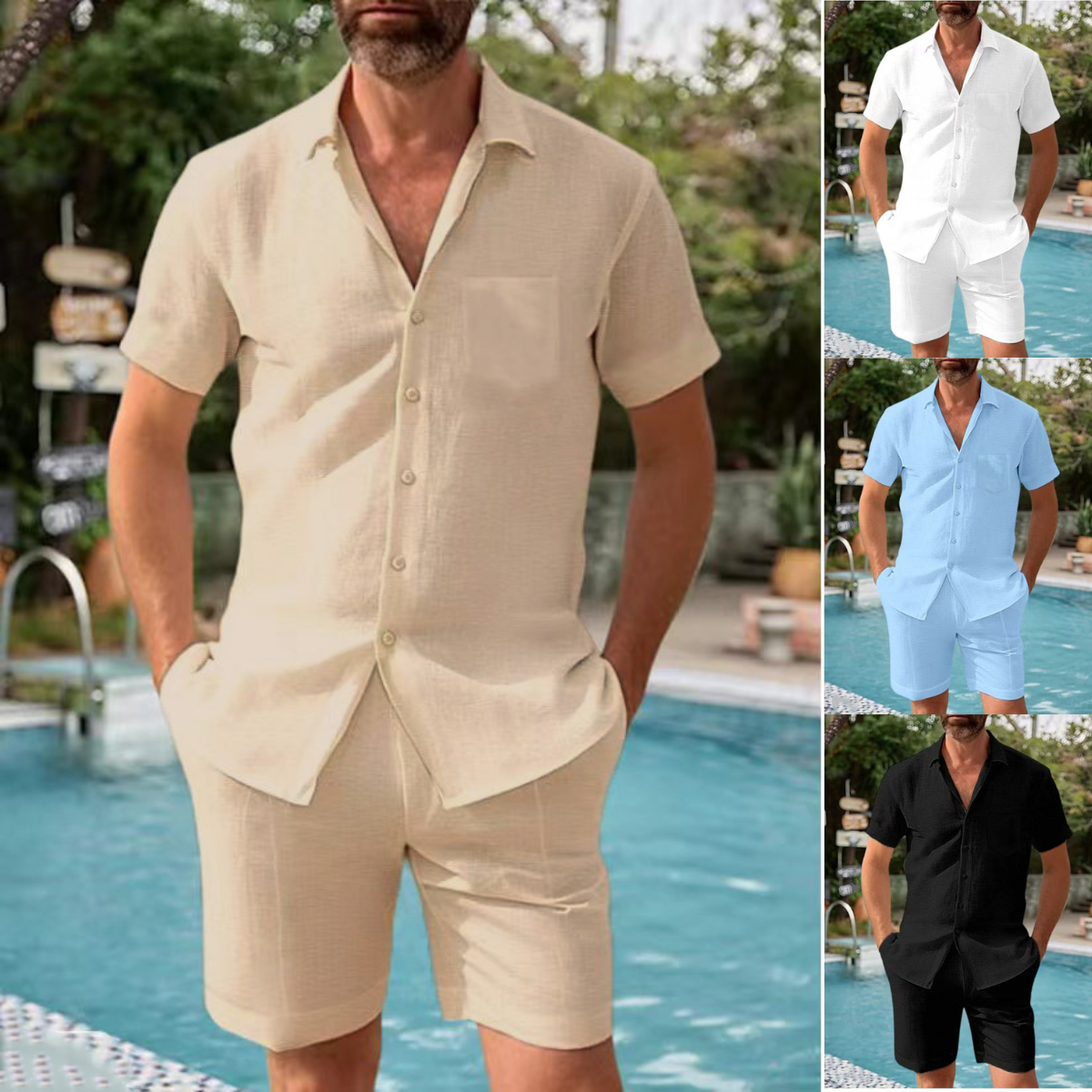 👔👖【Letnia promocja -50% 🔥】【S-3XL】🛒Letni męski sweter rozpinany z krótkim rękawem, luźny krój, wykonany z bawełny i lnu – dostępny również w większych rozmiarach