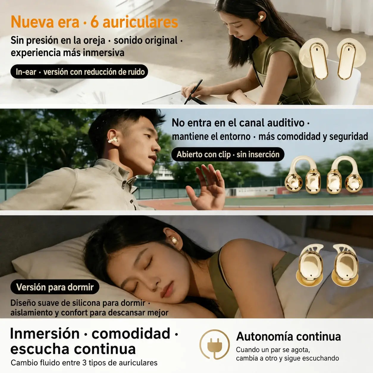Auriculares inalámbricos GT699S 6 en 1 con múltiples estilos y estuche de emergencia ✨