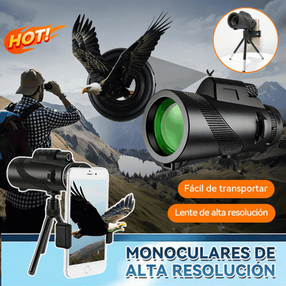 🔭【Monoculares negros 40x60 + clip para teléfono + trípode】Monocular de visión nocturna de alta ampliación y alta definición, modelo nuevo 2026