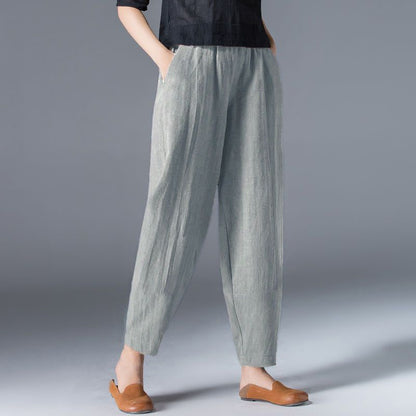 🌿50% DE DESCUENTO🔥【40-120 kg】Pantalones de mujer de algodón y lino de corte ancho, disponibles en tallas grandes
