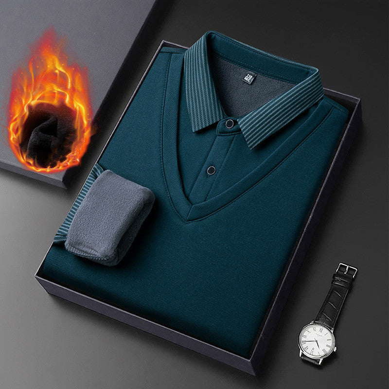 🔥👔 2025 podzim/zima novinka: Pánská zateplená multifunkční business casual polo košile