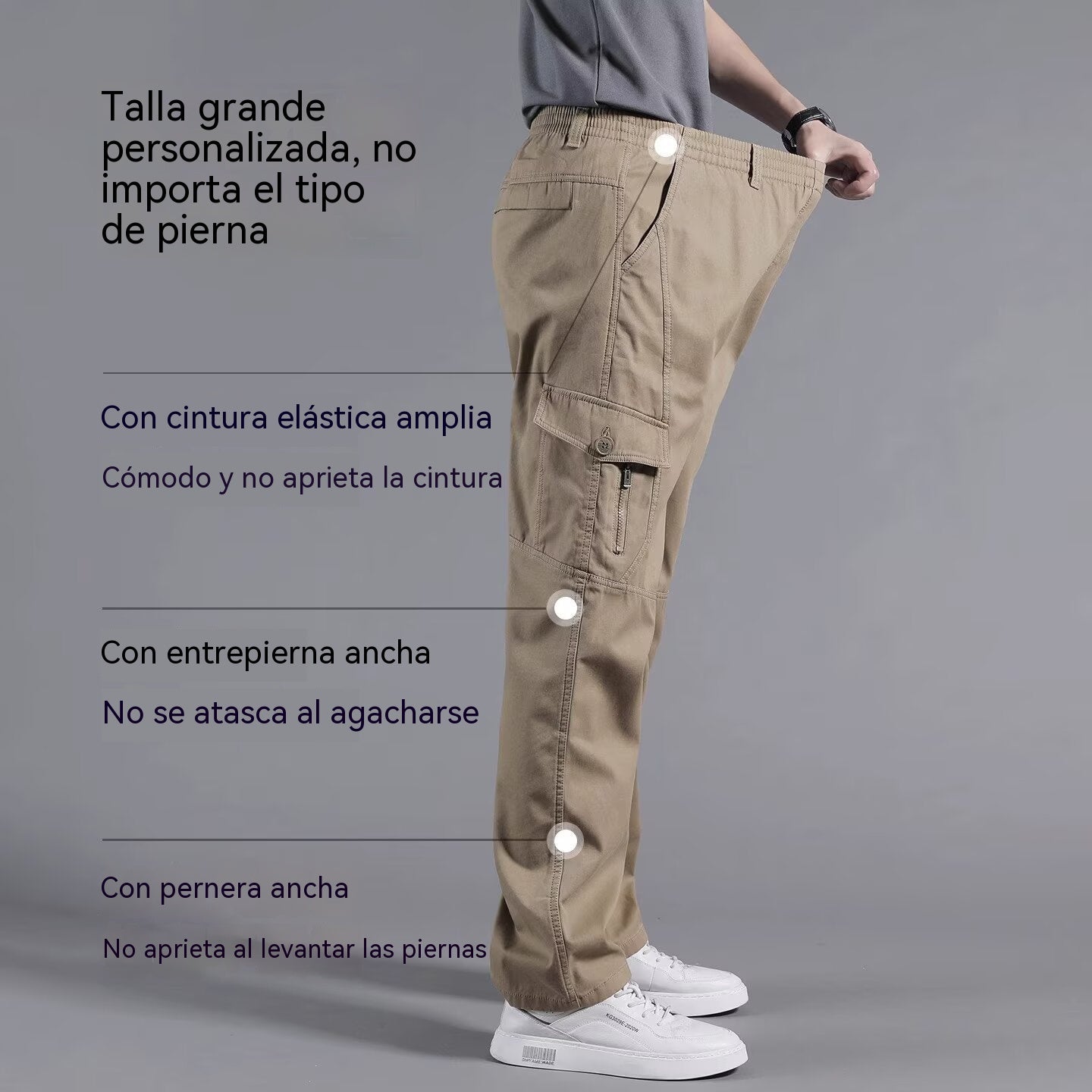 🔥M-6XL👨Pantalones cargo de talla grande para hombre con múltiples bolsillos, perfectos para el uso diario informal【Nuevo - 50% descuento】
