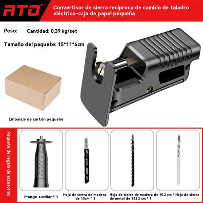 🔥🧰Taladro eléctrico convertido en sierra alternativa, adaptador de cabezal de sierra de calar para trabajar la madera.