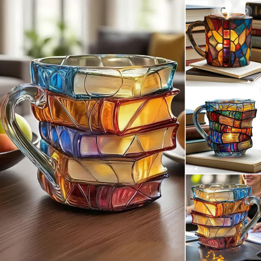 ✨【Oferta por tiempo limitado】📚Taza de café con forma de libro pintado en 3D
