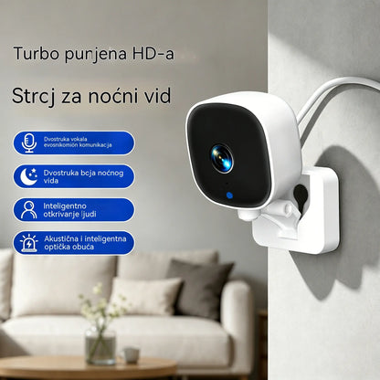 Kamera visoke rezolucije s pametnim sustavom za nadzor doma putem bežičnog WiFi-ja, infracrvenog noćnog vida, dvosmjernog interfona i kamere visoke rezolucije.