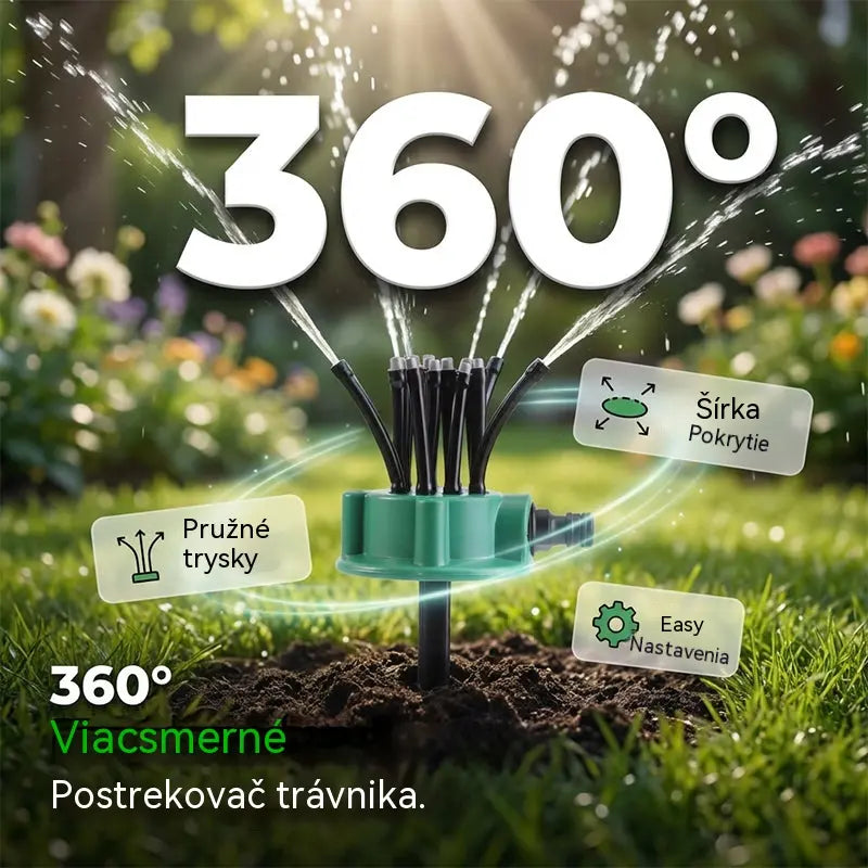 ✨ 360° viachlavicový automatický záhradný zavlažovač