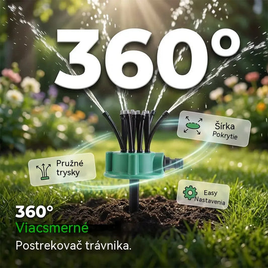 ✨ 360° viachlavicový automatický záhradný zavlažovač