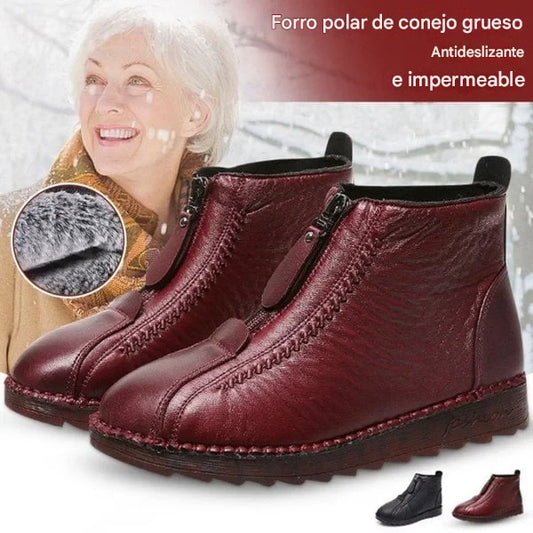 🥰【35-41】✨Zapatos de mujer cómodos, antideslizantes y forrados de vellón de cuero genuino hechos a mano