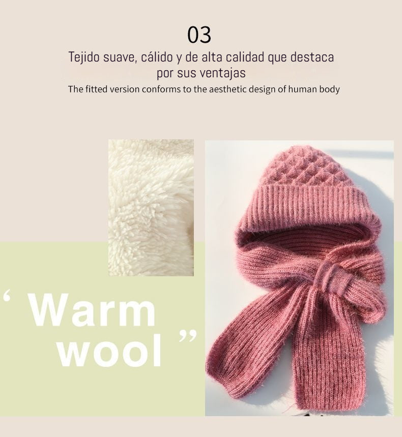 ✨ Nueva 2025 ✨ 🧣 Gorro-bufanda en uno, tejido delicado, forrado, abrigado, tendencia femenina 🧣