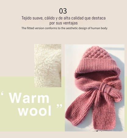✨ Nueva 2025 ✨ 🧣 Gorro-bufanda en uno, tejido delicado, forrado, abrigado, tendencia femenina 🧣